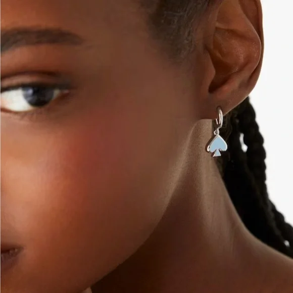 NWT Everyday Spade Enamel Huggies Tiffany Blue & Silver - Picture 2 of 3